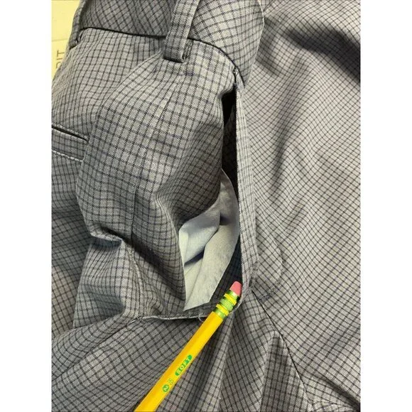 Brooks Brothers slacks Pants Mens 38x30 Clark Blue micro Plaid Stretch Career